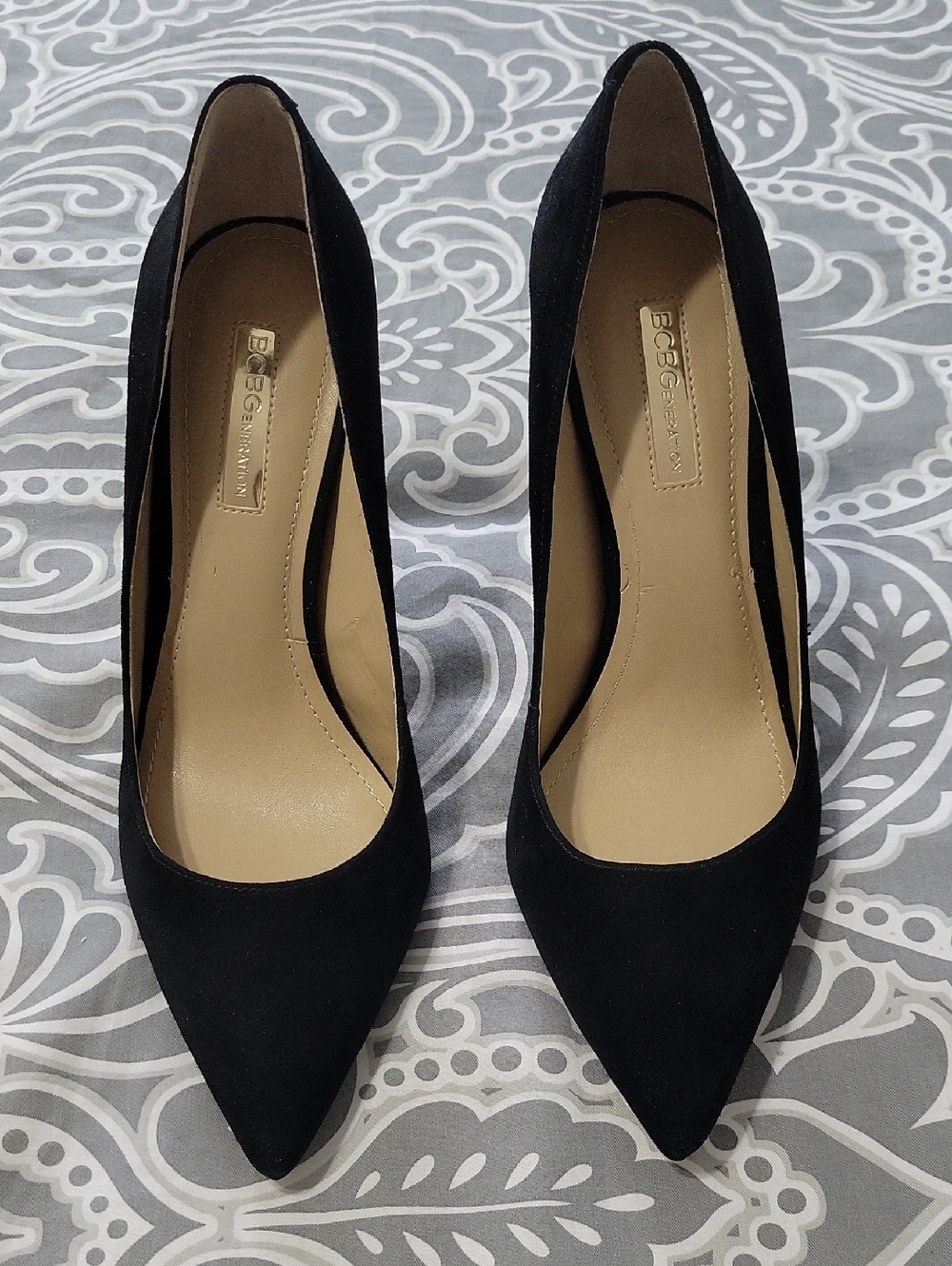 BCBGeneration Treasure Black Pointed-Toe Suede Pumps 8